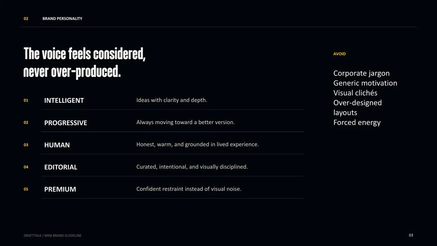 DraftTalk brand guidelines, page 3