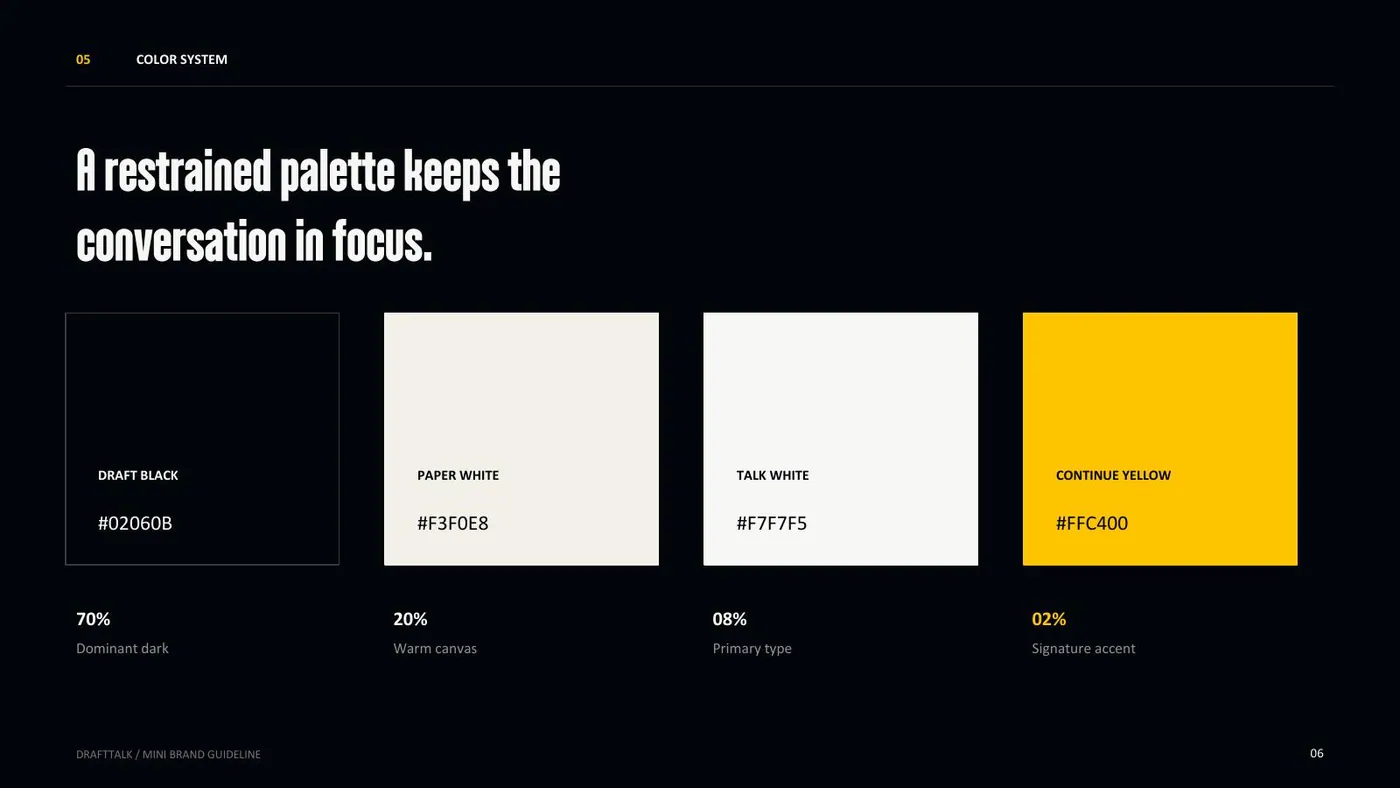 DraftTalk brand guidelines, page 6