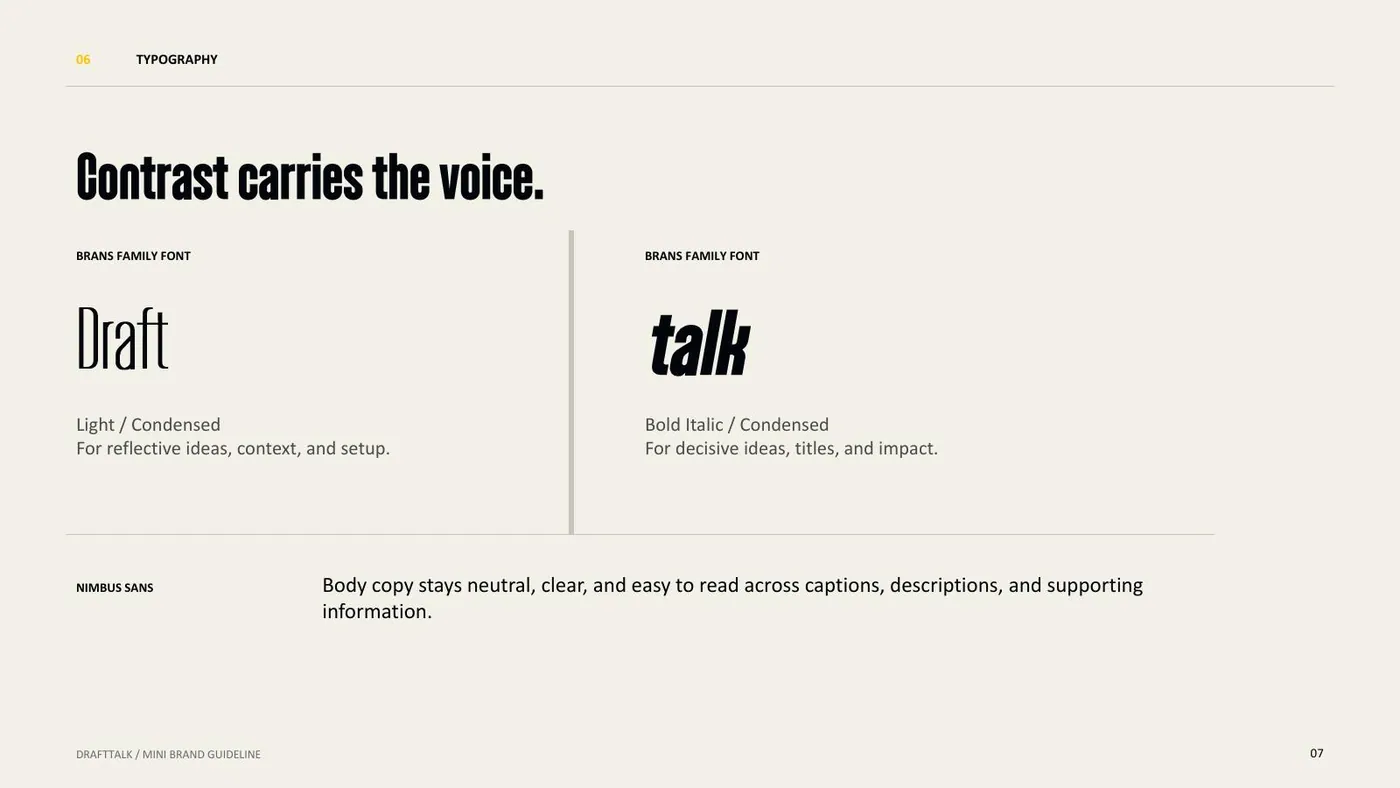 DraftTalk brand guidelines, page 7