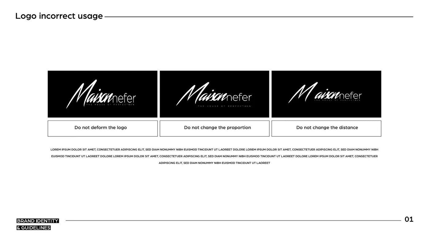 Maison Nefer brand guidelines, page 11