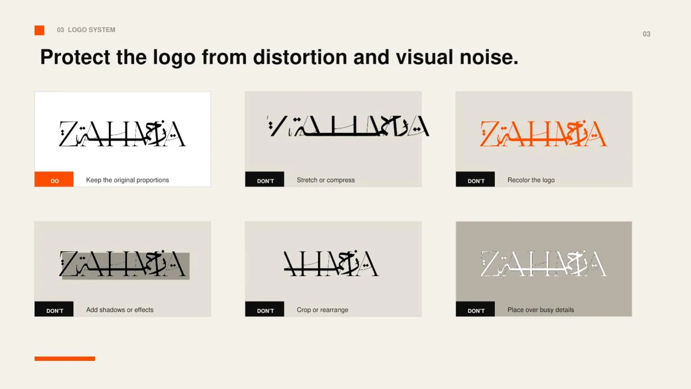 Zahma brand guidelines, page 5